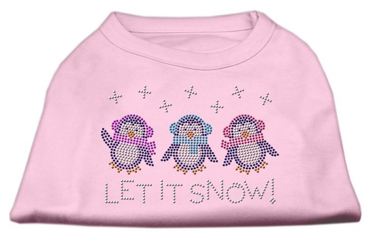 Let It Snow Penguins Rhinestone Shirt Light Pink XS